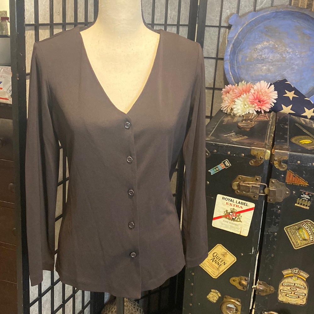BCBG MaxAzria Chocolate Brown Button Down Cardigan Sweater